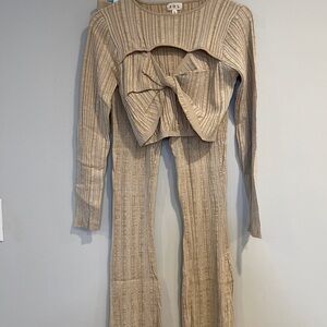 POL Tan Ribbed Knit 2 piece outfit